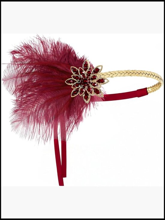 1920s Flapper Headband with Ostrich Feathers for Gatsby Party main image 5